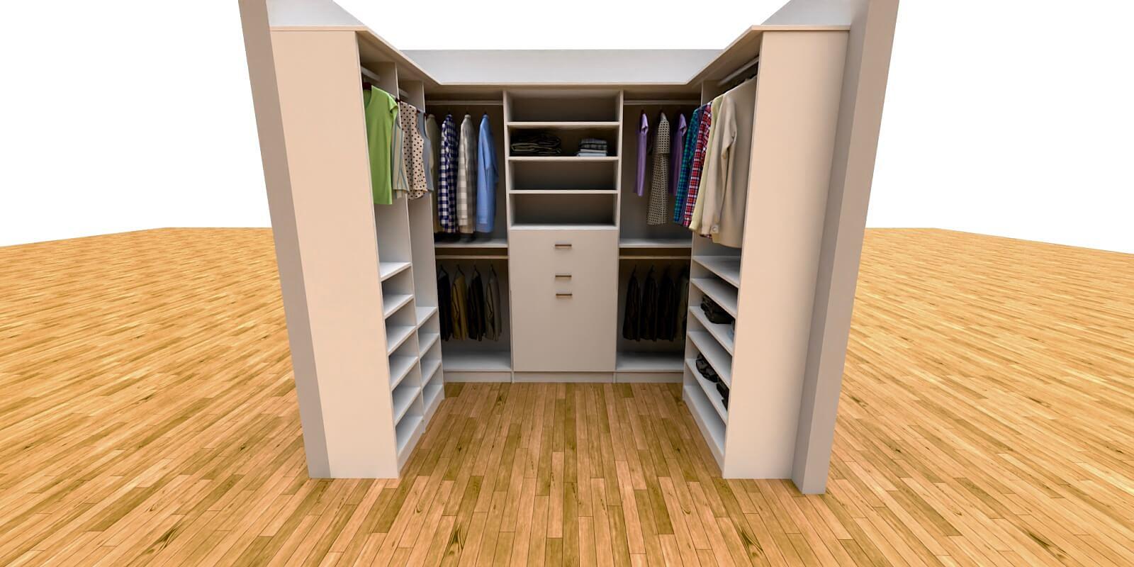 3D Model of a Custom Closet Concept with Shelves and Drawers in Richmond, VA