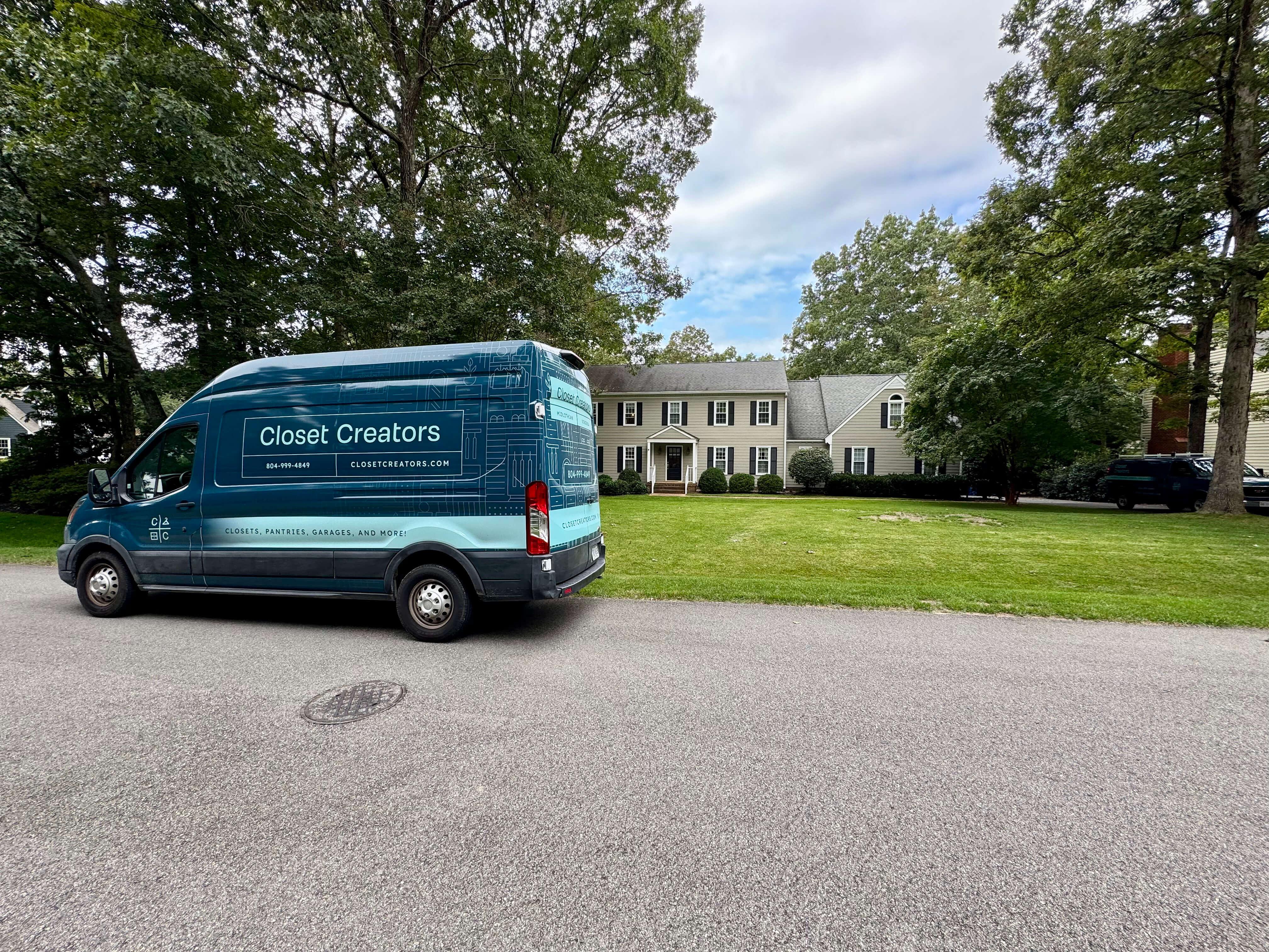 Custom Closet Company Van in Front of a Home in Richmond, Va